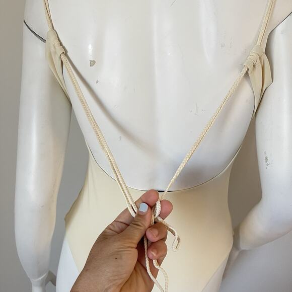 Zara 0167/030 Braided Strap One Piece Swimsuit Bathing Suit Size Small Cream - Picture 11 of 15